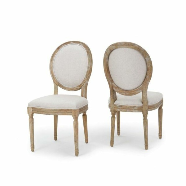 Christopher Knight Home 300258 Phinnaeus Fabric Dining Chairs, Beige Set of 2 for sale online