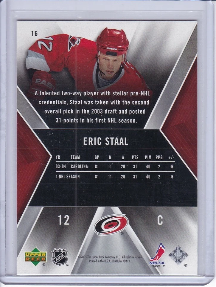 Eric Staal 2005 SPx Hockey Card 16 Grade MT - Image 2 of 2
