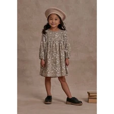 NWT RYLEE + CRU PIPER DRESS SOFT floral linen FLORAL light brown 10-12y