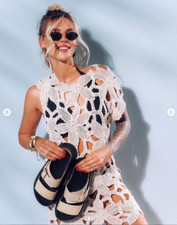 ZARA  NEW SS24 WOMAN SHORT CROCHET ASYMMETRIC DRESS STRAW 5070/015-XS-S