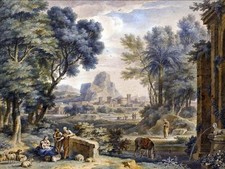 LANDSCAPE WITH THE REST by J. Huysum Tile Mural Kitchen Backsplash Ceramic 10x8