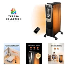 Oil Filled Radiator Heater Luxurious Champagne Portable Space Heater with Pro...