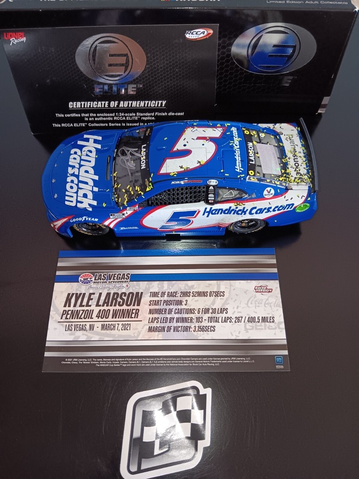 2021 Kyle Larson Hendrick Las Vegas Win 1/24 Action Elite Diecast