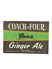 Vintage 1960s Coach and Four Ginger Ale Soda Beverage Label, Philadelphia, PA