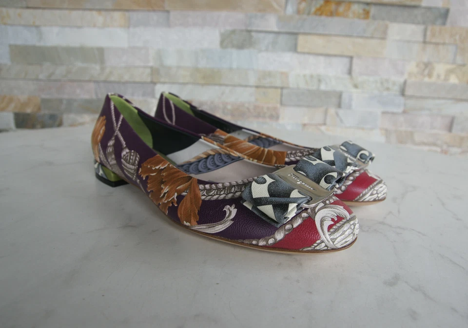 Salvatore Ferragamo 5,5 36 Bailarinas Mocasines Zapatos Colorido Varina Nuevo - Imagen 2 de 4