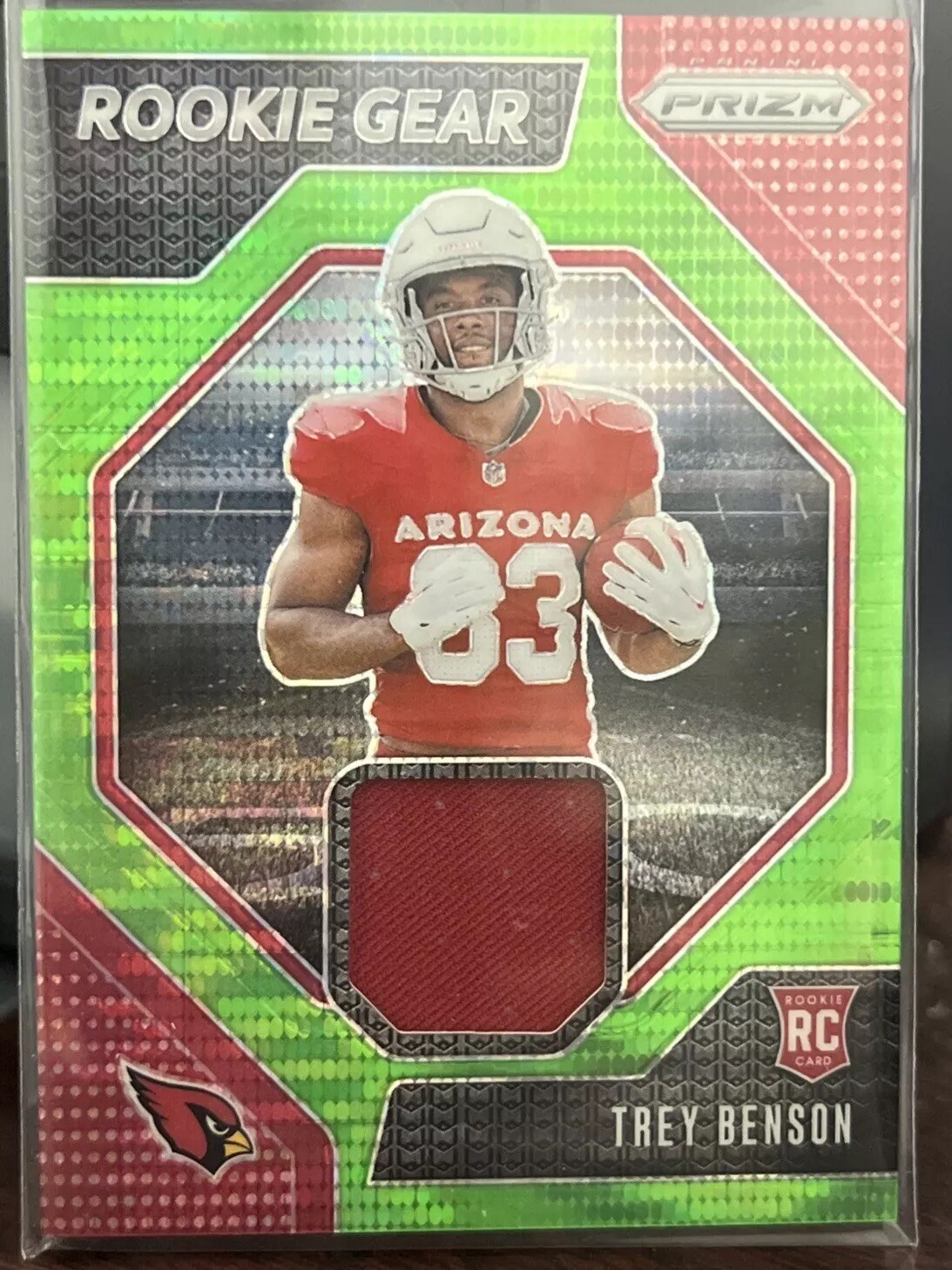 2024 Panini Prizm Trey Benson #RG-TBN Green Pulsar Rookie Gear Prizm Patch RC