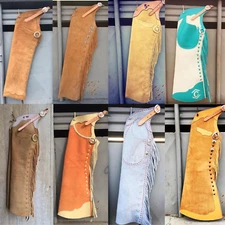 Leather Chinks Handmade Cowgirl Suede Leather Chaps Custom Chinks