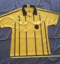 Score Am Soccer REFEREE JERSEY Shirt Yellow & Black Short Sleeve Size: M