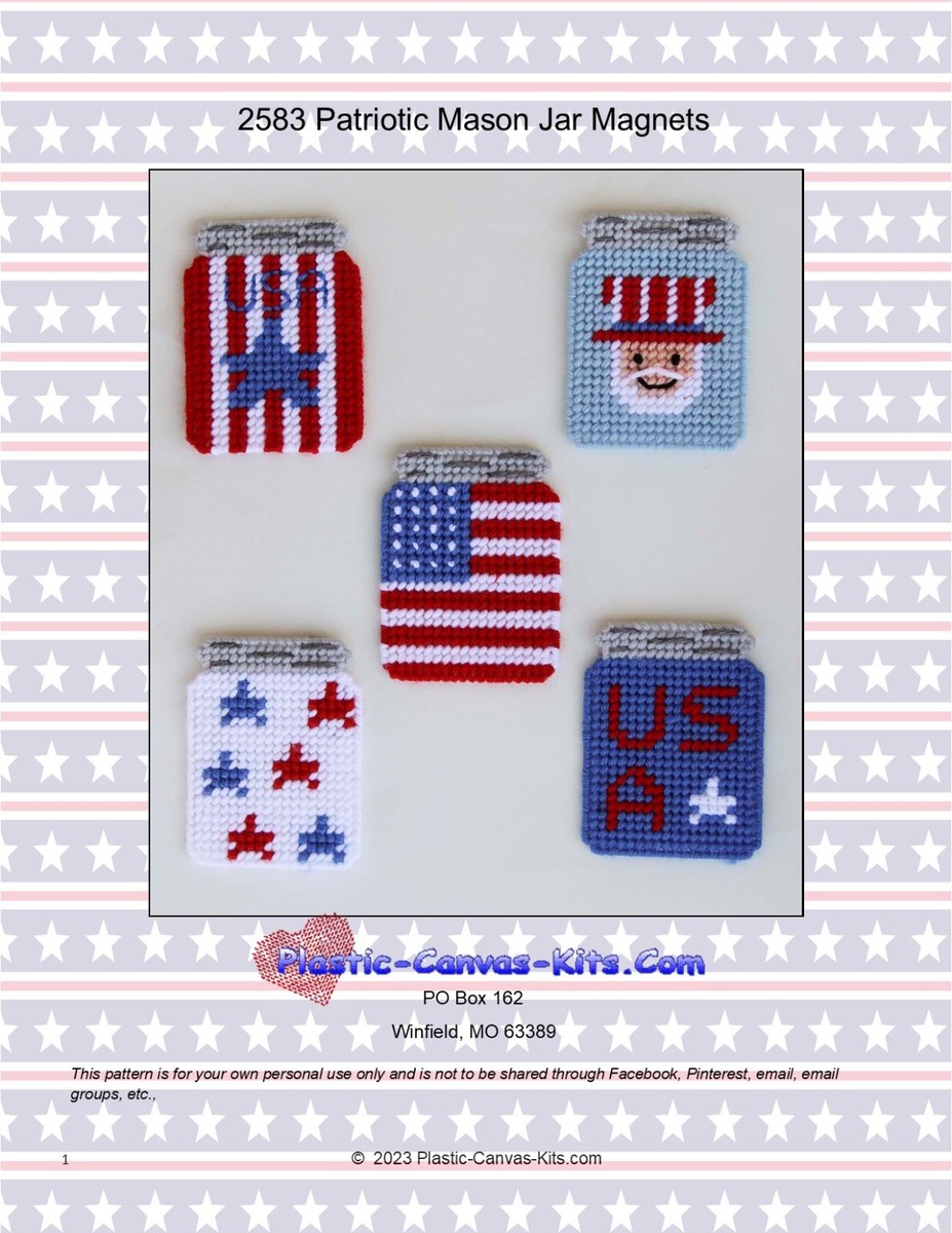 Patriotic Mason Jar Magnets-Plastic Canvas Pattern or Kit | eBay patriotic-mason-jar-magnets-plastic-canvas-pattern-or-kit-ebay