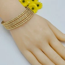 14K Gold Plated Bangle Set of 7 Bracelets - Semanario Oro Laminado 7 piezas.