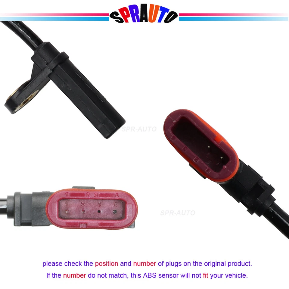 Rear Driver Passenger ABS Speed Sensor Set For Mercedes-Benz C63 AMG 2008-2015 - Imagem 4 de 4