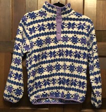 LL Bean Sweater Fleece Snap Pullover Kids Large