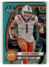 2024 Bowman University Chrome Aqua Refractor 119 Kyron Drones /299 Virginia Tech