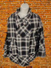 Womens Ann Taylor Loft Size Uk Small Black Wool Mix Collared Cape Jacket Coat