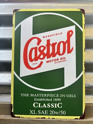 Wakefield Castrol Motor Oil Tin Metal Sign Classic 20W50 8”x12 ...