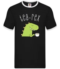 Tea-Rex - Mens Ringer - Dinosaur T-Rex Love Animal Cute Pun Tea