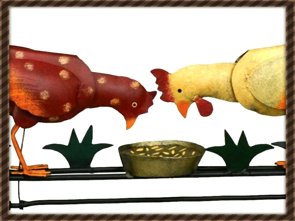 NEW PECKING CHICKEN & ROOSTER WHIRLIGIG  WIND POWERED KINETIC YARD DECOR SPINNER - Image 3 of 4