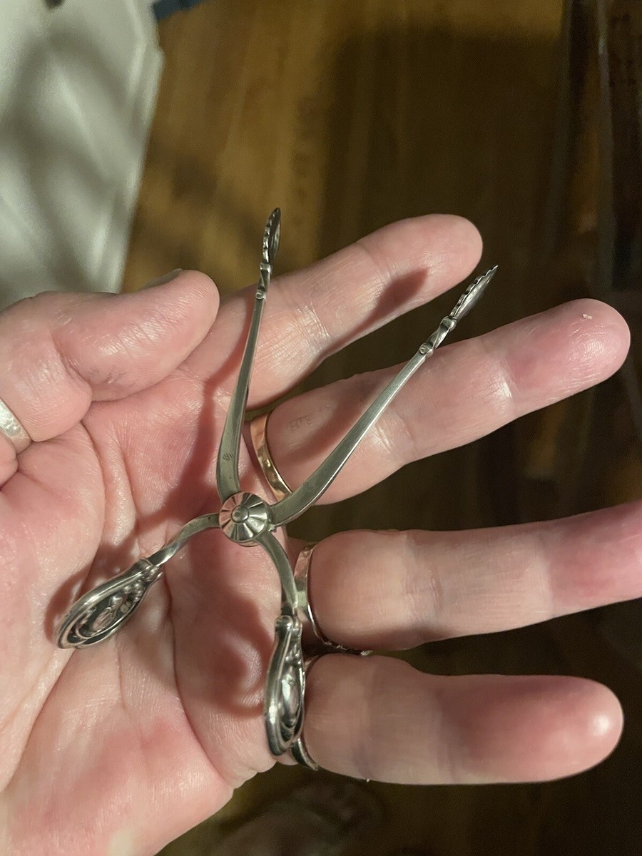 Antique Georg Jensen Sterling Blossom Sugar Tongs 1915-1932 Mark