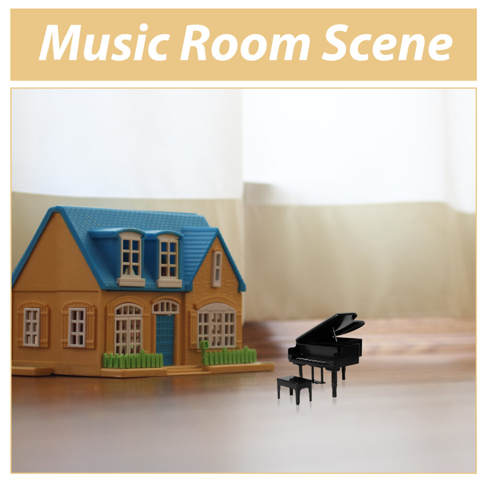 1 Set Mini Piano and Chair Model Doll House Piano Doll House