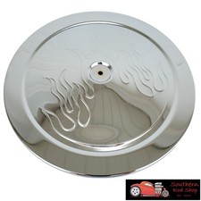 14 Chrome Air Cleaner Lid Top Flame Muscle Car Style Chevy Ford Mopar 350 302