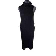 RD Style Black Sleeveless Turtleneck Maxi Dress  Sweater Knit Winter Fashion