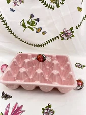 Pink Glaze Ceramics Egg Crate Tray Holder Fridge Organazer STUDIO 33 Polka Dot