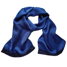 100 Silk Scarf Men Long Neckerchief Double Layer Cravat Blue All Season