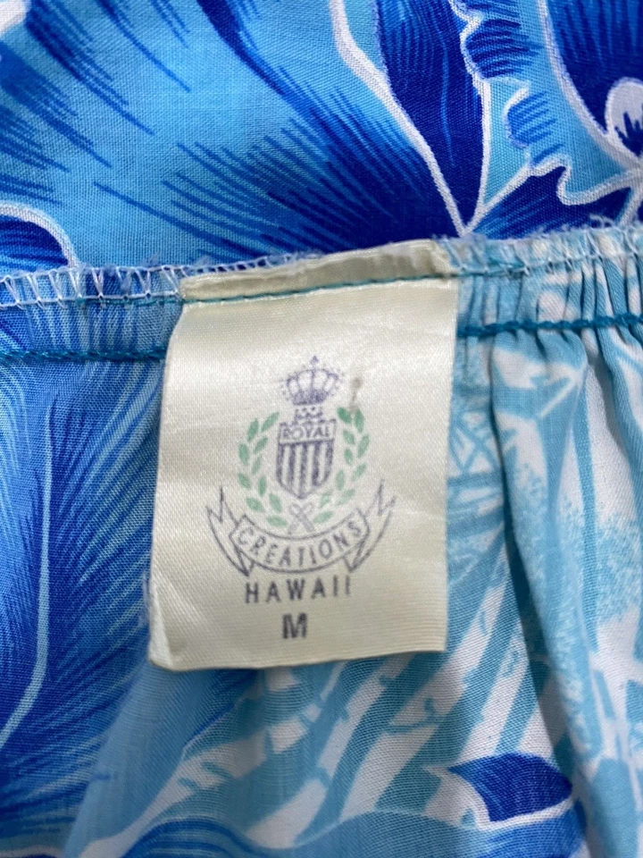 Винтажный ROYAL CREATIONS HAWAII гавайский платье средний размер синий гибискус тропический - Изображение 2 из 4