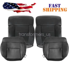 For 2004-2008 Ford F150 Driver / Passenger Bottom / Top Leather Seat Cover Black
