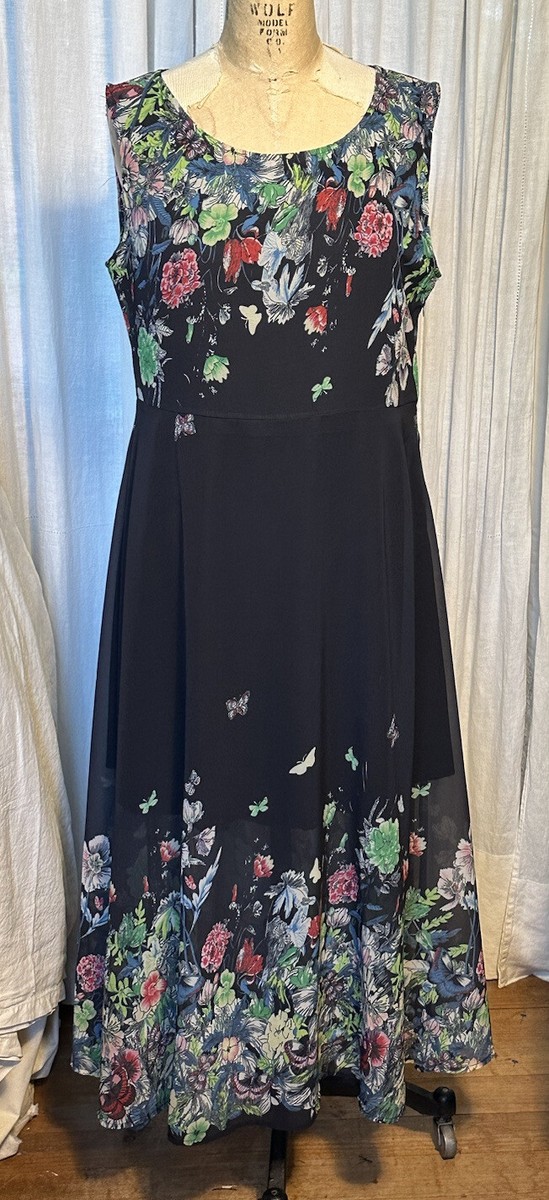 Womens Maxi Floral Print/Butterflies Chiffon Dress Sz M/L Pre-owned | eBay
