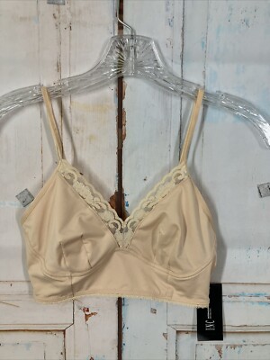 INC International Concepts Lace TrimBralette Almond Latte Back Close Sheer Sm NW