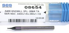Kyocera SGS .0400" Diameter 2 Flute AlTiN Coated Carbide .0050" CR End Mill