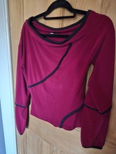 Goth Cyber Plastik Wrap Red Long-Sleeved Top UK Size 8/10