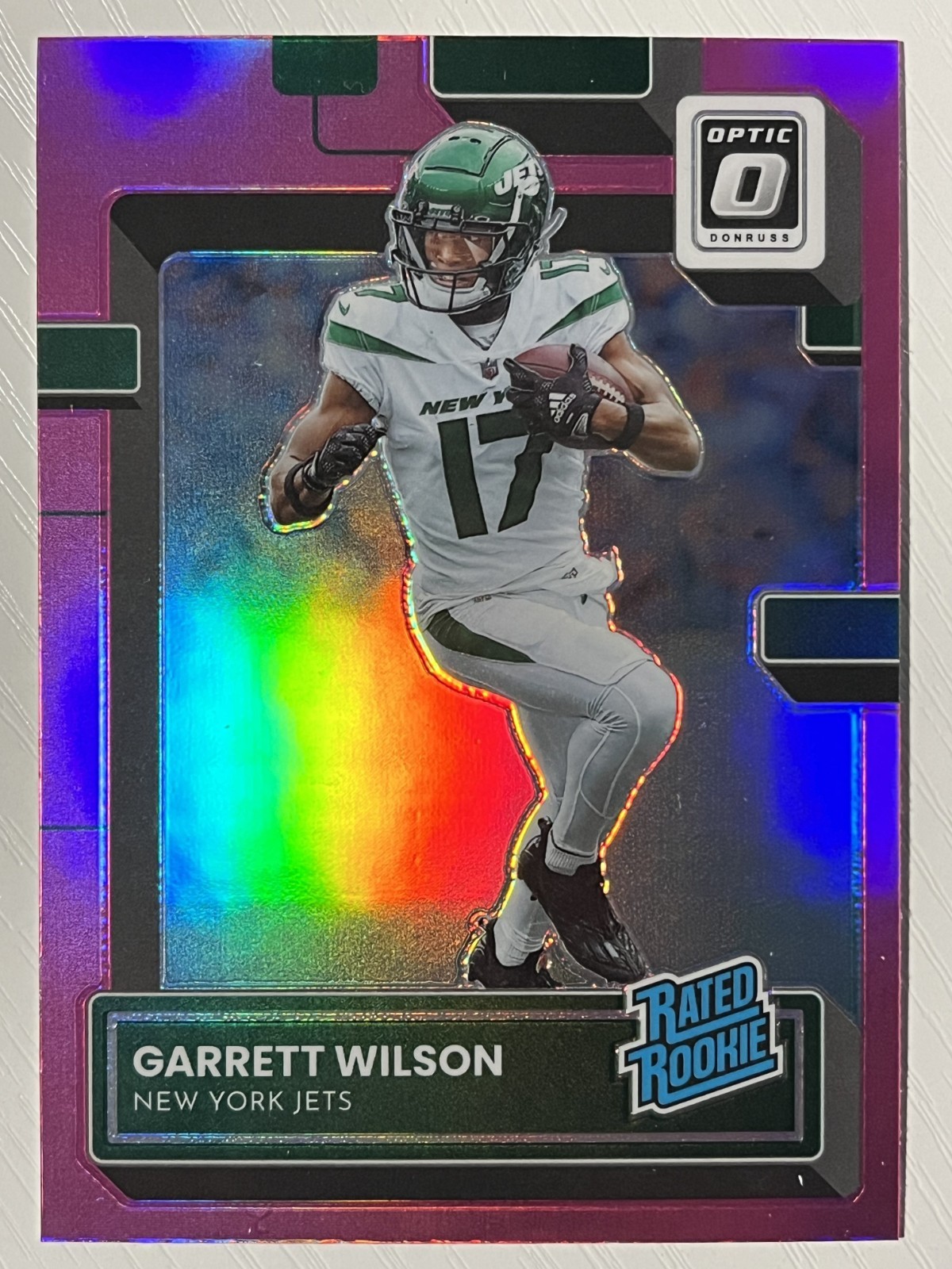 Garrett Wilson 2022 Panini Donruss Optic Pink Holo Prizm RC #206 New York Jets
