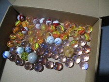 Lot of 68 Vintage Marbles Mostly Early 1970s , Variety of Types/Colors/Sizes