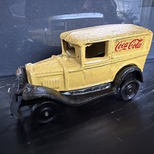 Vintage Cast Iron Delivery Truck Coca-Cola, Yellow