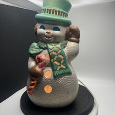 Vintage Hand Painted Ceramic Christmas Frosty the Snowman 12" Lights Up Corded