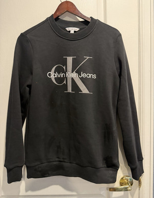 Calvin Klein Jeans Black Logo Graphic Print Crew Neck Pullover Sweatshirt XS