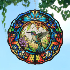 Wind Spinner Stainless Steel 12 Inch Hummingbird Hanging Decor Indoor Outdoor