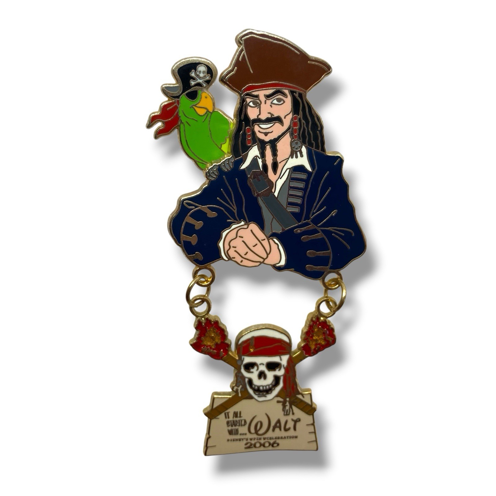 Disney 2006 It All Started With Walt LE 1000 Pin Jack Sparrow Johnny Depp Dangle
