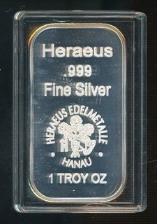 Auction #2 Heraeus Edelmetalle Hanau 1oz .999 Fine Silver Bar