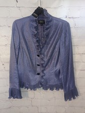 Adrianna Papell Evening Essentials Purple Shimmer Jacket Ruffled Collar Size 10