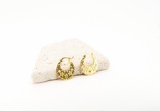 Nattiyan Hoop Earrings – 22K Gold Plated Sterling Silver – Blue Topaz Celestial