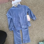 90 Degree by Reflex Girls Velour Ruffle Hoodie & Flare Pants Set Blue 2T   — photo 2