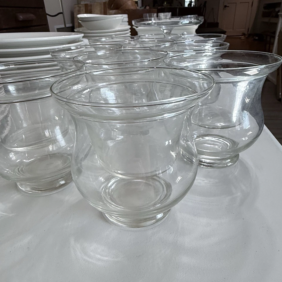 Vintage Caviar Chiller Bowls Set 10 Double Clear Glass Flared Ice Server Dishes - Image 2 of 4