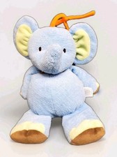 Carters Just One Year Blue Green Elephant Musical Plush Baby Lovey Crib Toy