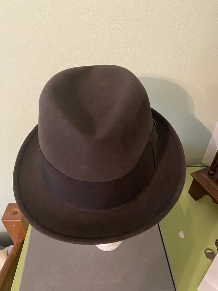 Sombrero Fedora Vintage Stetson The Sovereign Mode Borde Marrón Talla 7 Foto 2 de 4