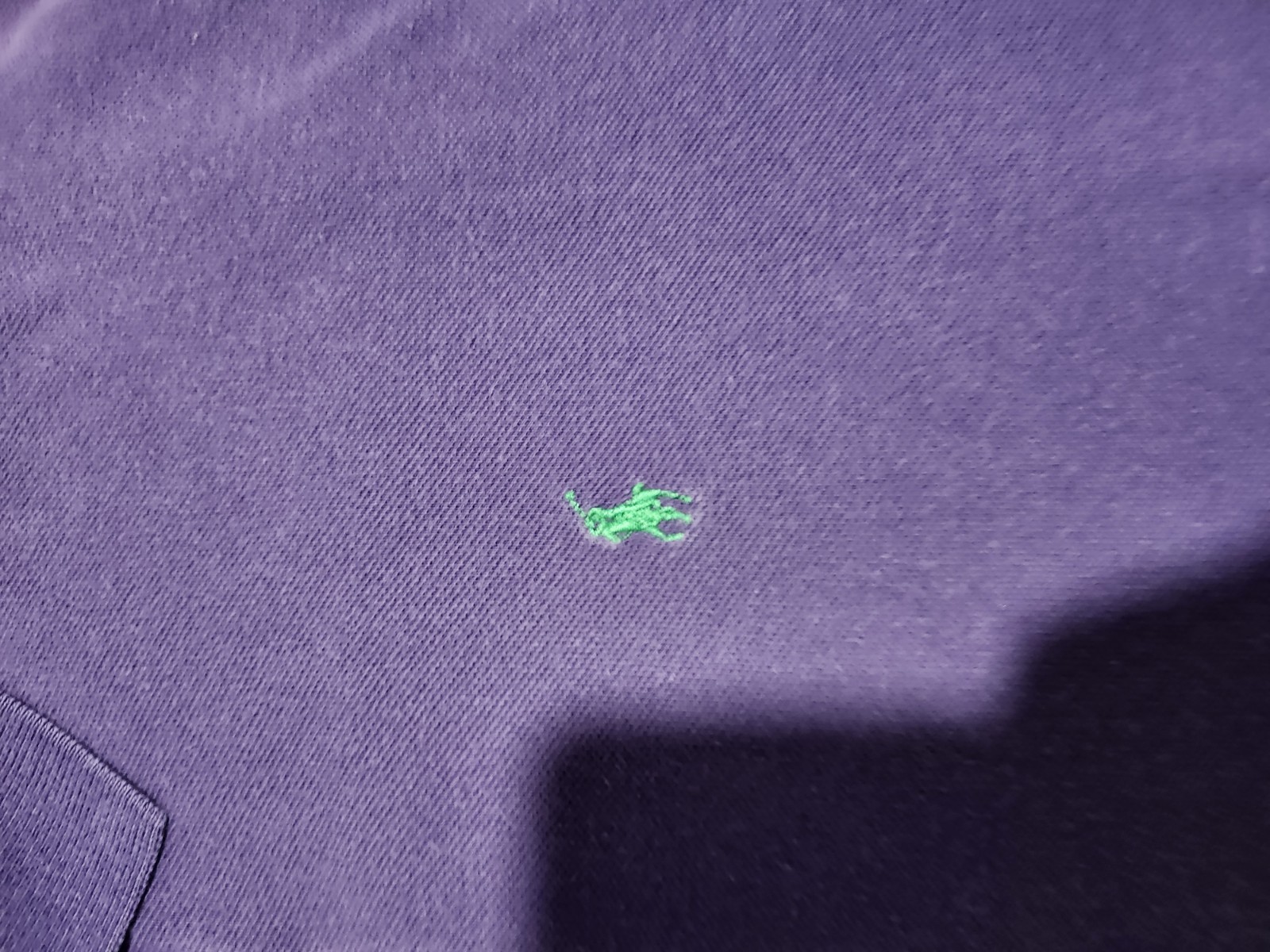 Polo Ralph Lauren viola cotone camicia manica corta verde pony uomo L large