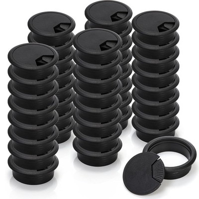 40 Pack 2 Inch Desk Grommet, Plastic Cable Hole Cover Bulk for PC Desk, Flexi...