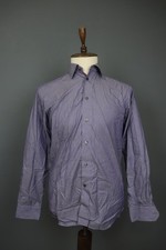 Eton Contemporary Blue Striped Cotton Long Sleeve Button Up Dress Shirt Size 40